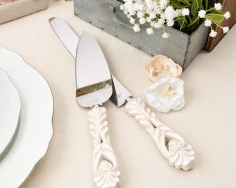 Vintage Inspired Ivory Wedding Cake Knife Accessories