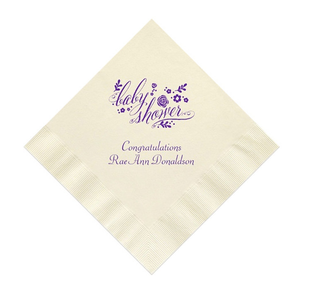 Personalized Floral Baby Shower Napkins Set of 100 Flower Etsy