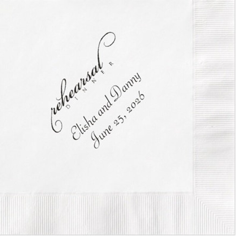 Rehearsal Dinner Napkins Personalized Set of 100 Wedding Party Etsy