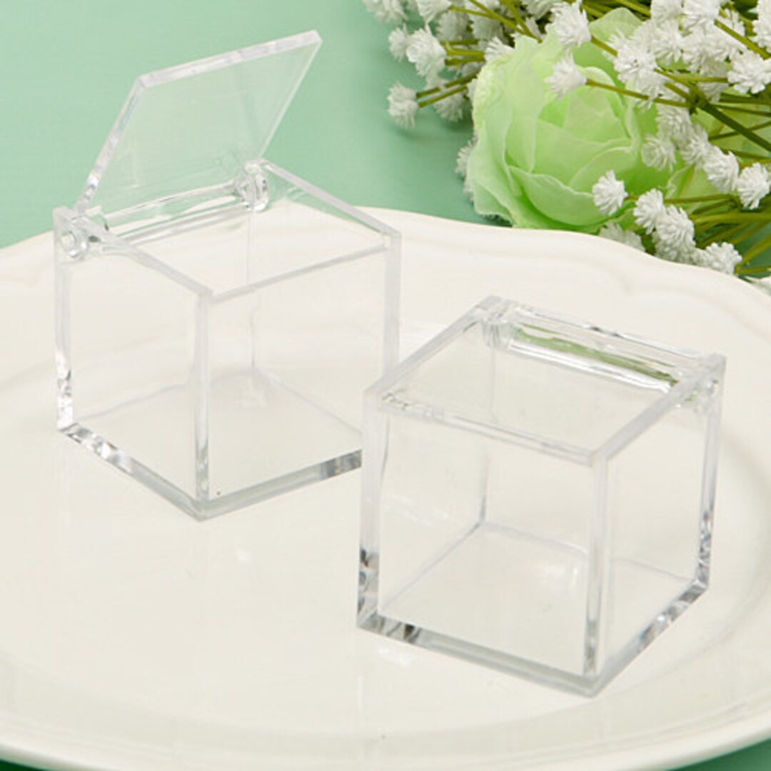 12 Pieces Clear Acrylic Plastic Square Cube Small Acrylic Box Acrylic  Storage Containers with Lid Stackable Cube Containers Acrylic Container  with Lid