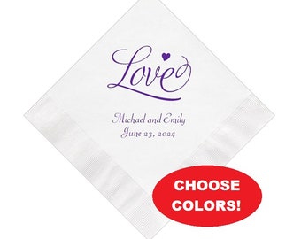 Love Design Wedding Napkins Personalized Set of 100 Party Decorations Supplies Valentine Valentine's Day
