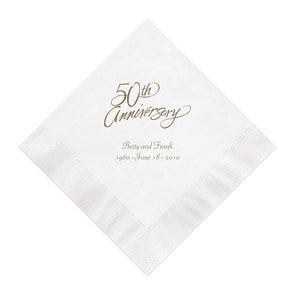 50th Scripty Anniversary Napkins Personalized Set of 100 Party Supplies Decorations Cocktail