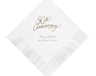 50th Scripty Anniversary Napkins Personalized Set of 100 Party Supplies Decorations Cocktail