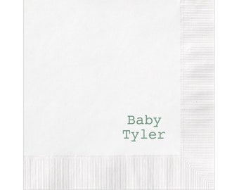 Corner Printed Baby Party Napkins Personalized Set of 100 Custom Paper Cocktail Supplies Shower Minimalist Baptism Birthday