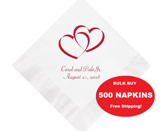 Bulk Buy 500 Modern Double Hearts Wedding Napkins Personalized Set of 500 Paper Reception Free Shipping Linked