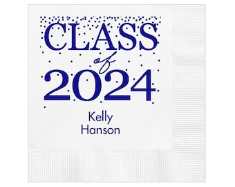 Confetti Class of 2024 Graduation Napkins Personalized Set of 100 Party Supplies USA High School College