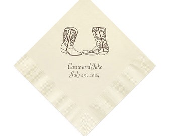 Cowboy Boots Western Wedding Napkins Personalized Set of 100 Paper Reception Cocktail Party