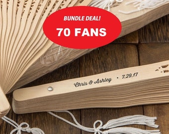 Personalized Rustic Sandalwood Wedding Fans (Pack of 70) Wedding Favors