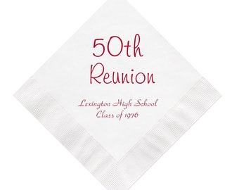 50th Reunion Napkins Personalized Set of 100 Party Supplies Decorations School High School