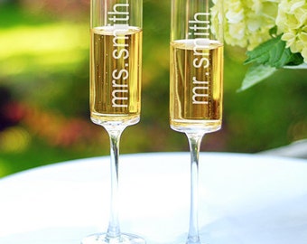 Personalized Wedding Flutes Contemporary Champagne Glasses