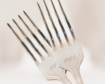 Mr. and Mrs. Engraved Wedding Cake Fork Set Reception Supplies Accessories Bridal Shower Gift