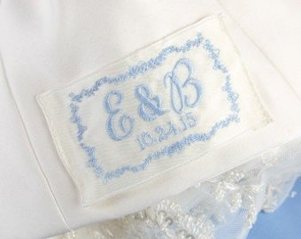 Custom Embroidered Vine Wedding Dress Label Gown Accessories Something Blue Bridal Shower Gift Idea