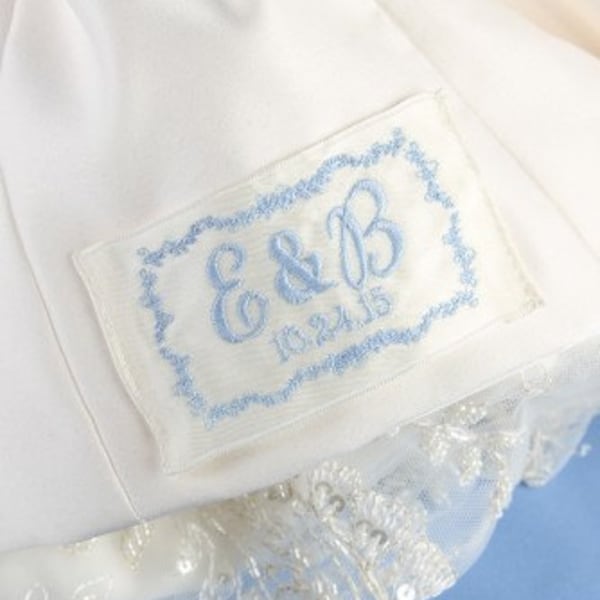 Custom Embroidered Vine Wedding Dress Label Gown Accessories Something Blue Bridal Shower Gift Idea