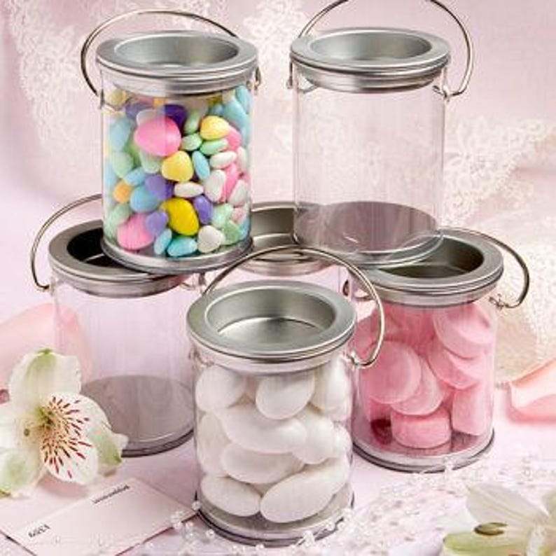 Paint Can Style Silver Wedding Favor Holders Pack of 10 Favor Containers image 1