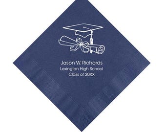 Graduation Napkins Personalized Set of 100 Napkins Class of 2026 USA High School College Cap Reunion