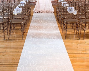 Traditional Heart Design White Wedding Aisle Runner