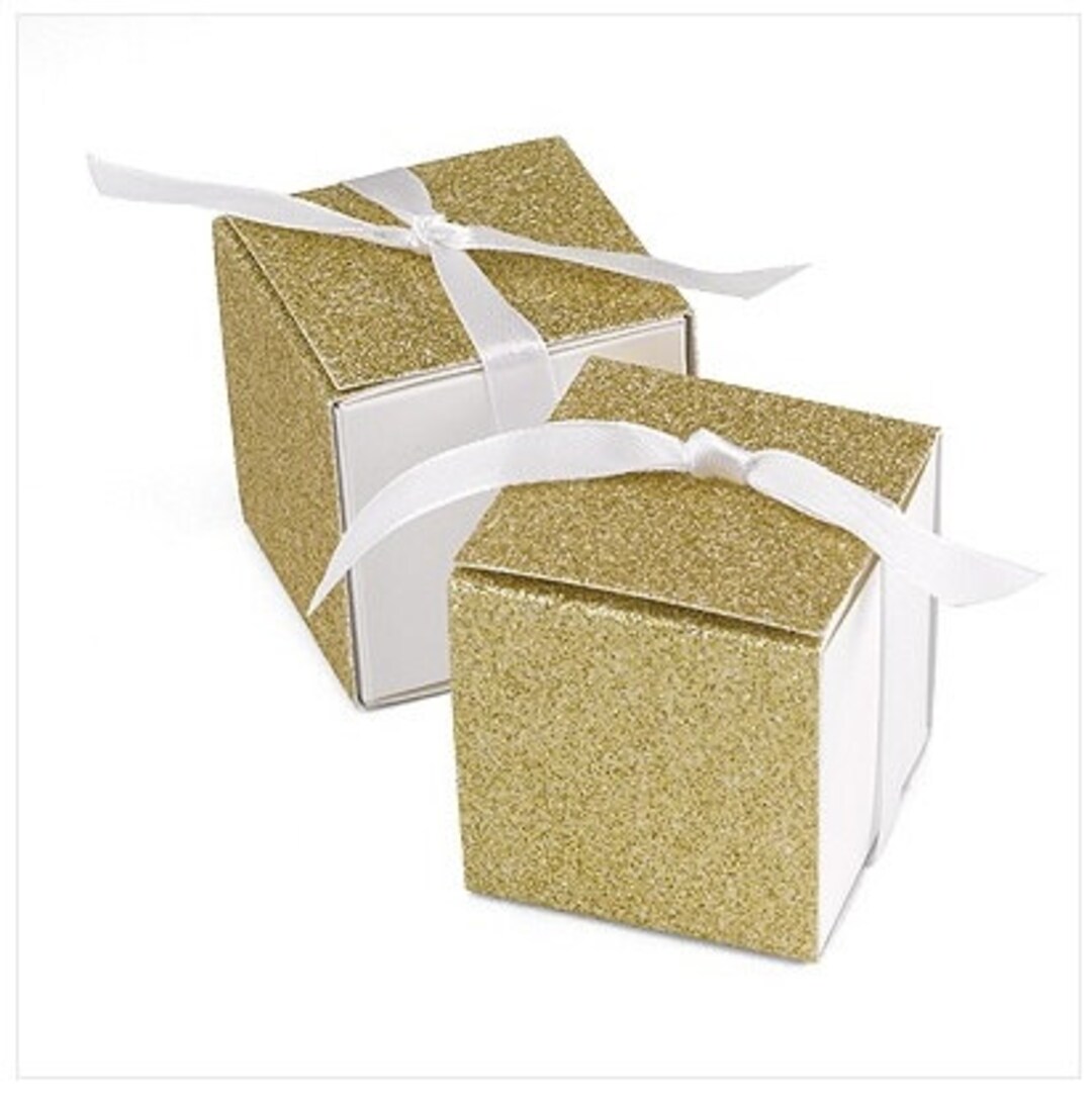 Gold Glitter Wrap Favor Boxes pack of 25 Wedding Favors 50th Christmas ...