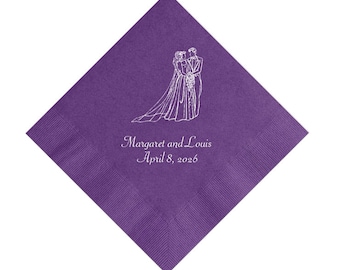 Traditional Bride and Groom Wedding Napkins Personalized Set of 100 Cocktail Reception Supplies