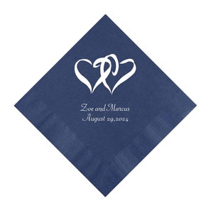 Double Hearts Wedding Napkins Personalized Set of 100 Paper Heart Valentine Linked Cocktail Reception Decor Bridal Shower Decorations