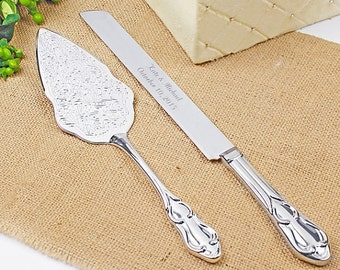 Romance Style Engraved Wedding Cake Knife Set Wedding Accessories Bridal Personalized Server