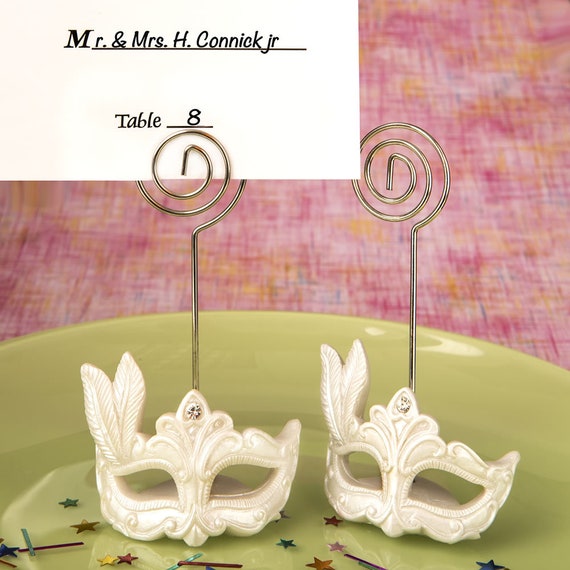 Mask Mardi Gras Themed Wedding Place Card Holders Pack Of 10 Etsy
