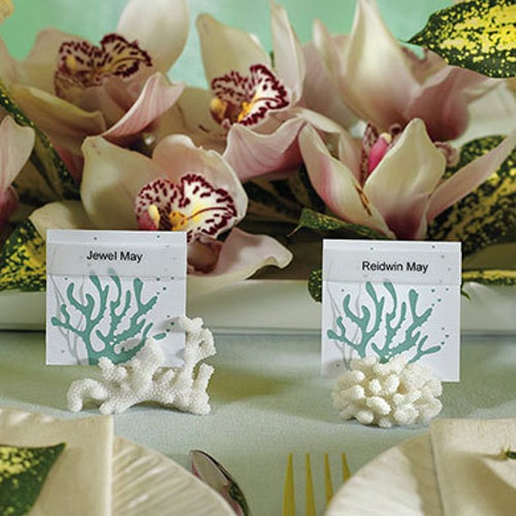 Faux Coral Place Card Holders pack of 8 Beach Wedding Supplies 