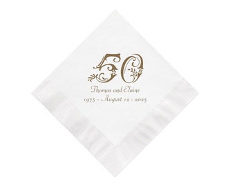 Ornate 50th Anniversary Napkins Personalized Set of 100 Party Decorations Supplies Fiftieth