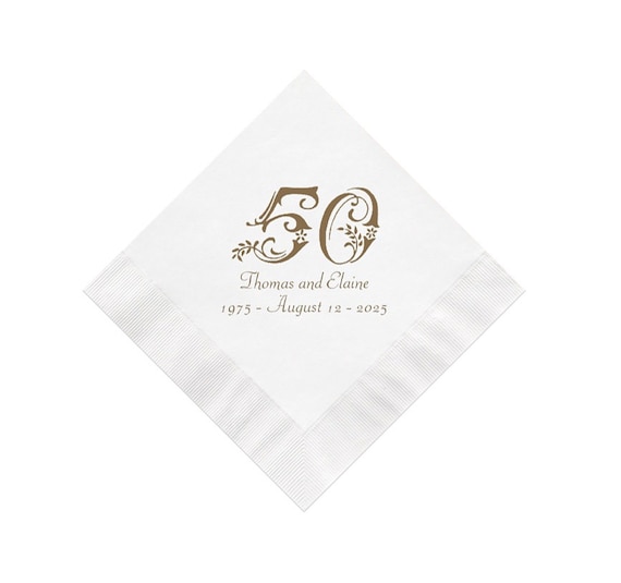 Ornate 50th Anniversary Napkins Personalized Set of 100 Party Decorations Supplies Fiftieth