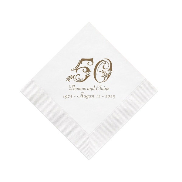 Ornate 50th Anniversary Napkins Personalized Set of 100 Party Decorations Supplies Fiftieth