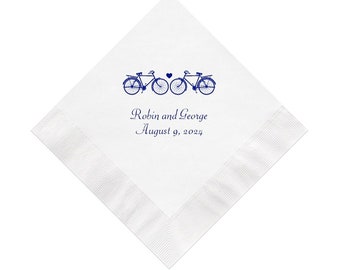 Bicycle Personalized Wedding Napkins Set of 100 Napkins Cyclist Bike