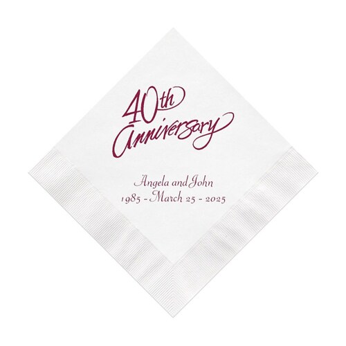 Rose Design 40th Wedding Anniversary Napkins Personalized Set Etsy