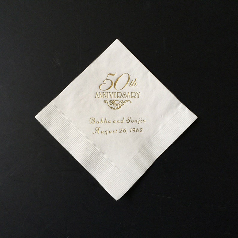 50th Anniversary Napkins Personalized Set of 100 Napkins Etsy