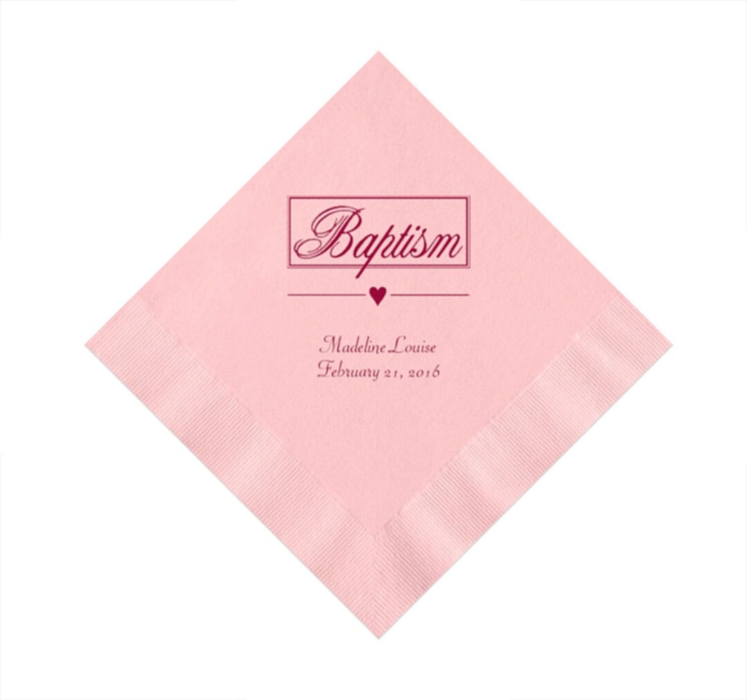 Personalized Baby Baptism Napkins Set of 100 Napkins Pink Blue Boy Girl