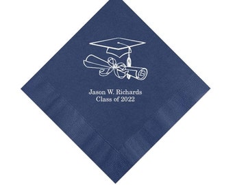 Graduation Napkins Personalized Set of 100 Napkins Class of 2024 USA High School College Cap Reunion