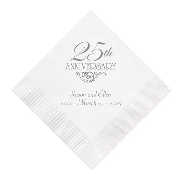 25th Anniversary Plates and Napkins Etsy