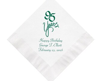 95 Years 95th Birthday Napkins Personalized Set of 100 Party Supplies Ninety-Fifth