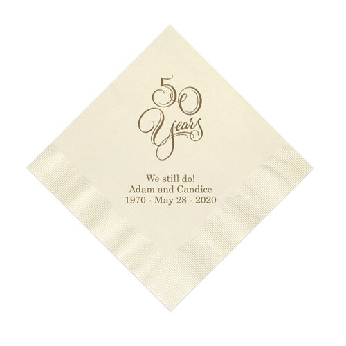 50th Scripty Anniversary Napkins Personalized Set of 100 Party Etsy