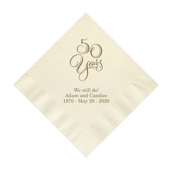 50 Years 50th Wedding Anniversary Napkins Personalized Set of 100 Party  Supplies Cocktail Beverage Luncheon USA - Etsy