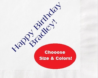 Birthday Party Napkins Personalized Set of 100 Custom Printed Supplies