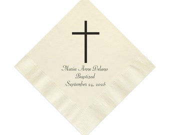 Christian Simple Cross Personalized Set of 100 Napkins Paper Party Supplies Catholic First Holy Communion Christening Baptism Religious