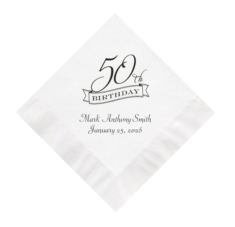 50th Birthday Party Napkins Personalized Set of 100 Custom Etsy