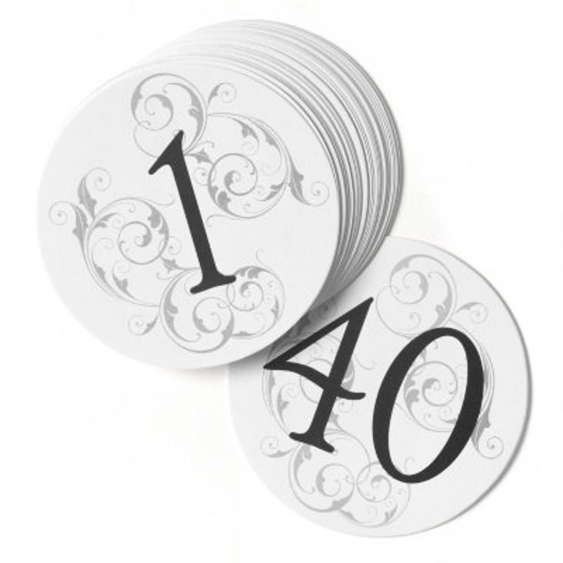 White Round Table Number Cards For Wedding Receptions And Parties