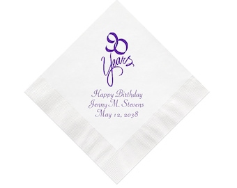 90 Years 90th Birthday Personalized Set of 100 Party Supplies Ninety Decorations Ninetieth Supply