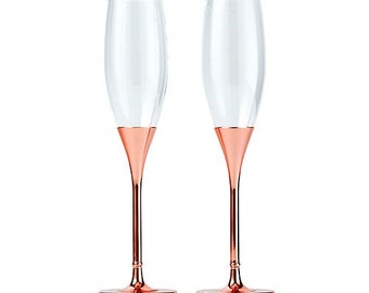 Rose Gold  Personalized Wedding Flutes Toasting Champagne Glasses