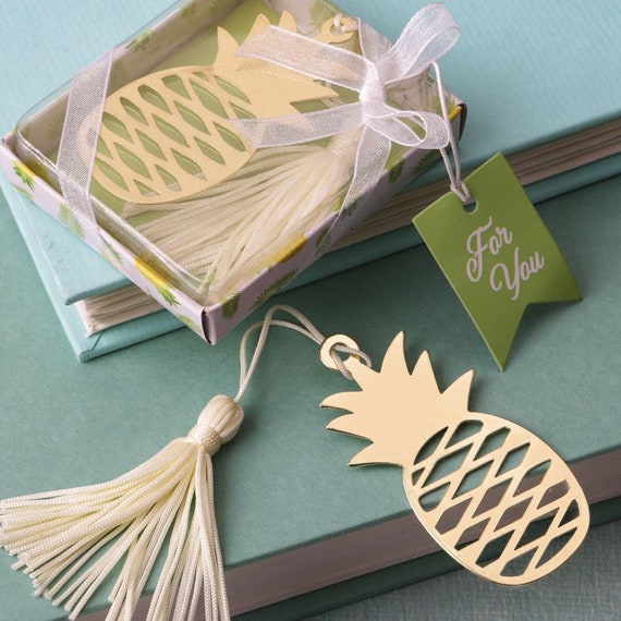 Pineapple Gold Bookmark Tropical Wedding Favors Pack Of 10 Etsy
