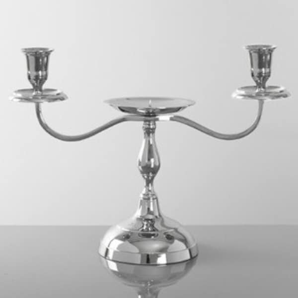 Candelabra Style Wedding Unity Candle Holder Stand Silver