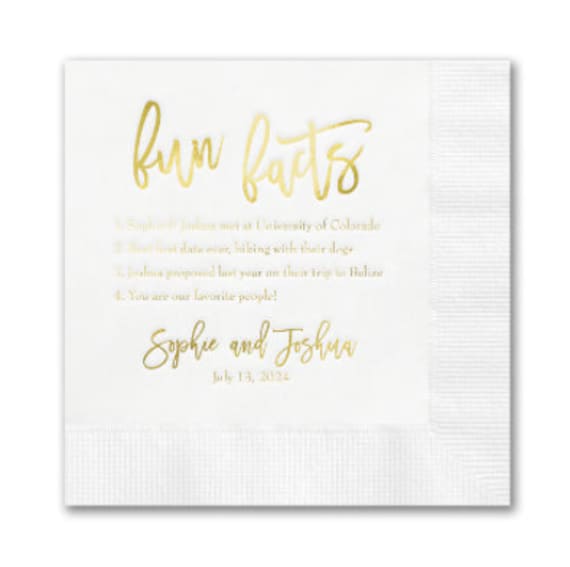 100 Personalized Napkins OUR LOVE STORY 3 Ply Napkins Cocktail Beverage 