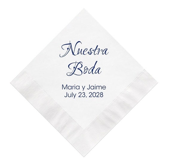 Nuestra Boda Wedding Napkins Personalized Set of 100 Spanish Etsy