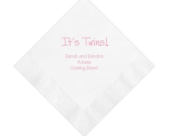 Personalized It's Twins Baby Napkins Set of 100 Shower Custom Printed Paper Party Decorations Supplies