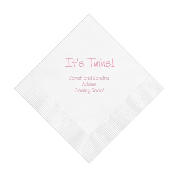 Personalized It's Twins Baby Napkins Set of 100 Shower Custom Printed Paper Party Decorations Supplies